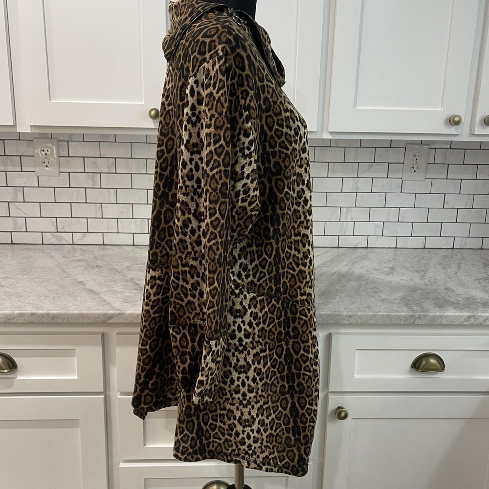 Calessa Tunic Womens 2X Brown Leopard Print Asymmetrical Top Sweater Bohemian - Picture 4 of 9